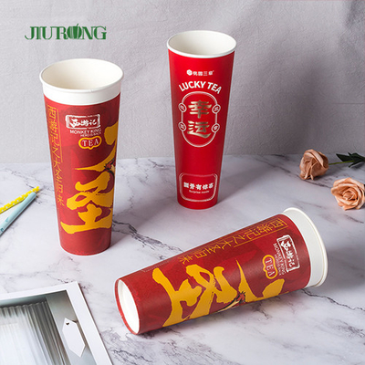 16oz PLAのふたが付いている生物分解性の波形のさざ波の紙コップ