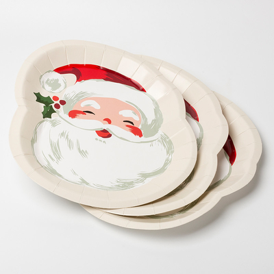 FDAの使い捨て可能な紙皿のサンタクロースのクリスマス・パーティの供給は特別な形を置いた