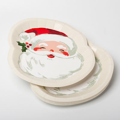 FDAの使い捨て可能な紙皿のサンタクロースのクリスマス・パーティの供給は特別な形を置いた