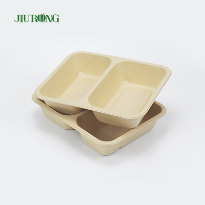 使い捨て生分解性サトウキビクラムシェル食品容器3コンパートメント