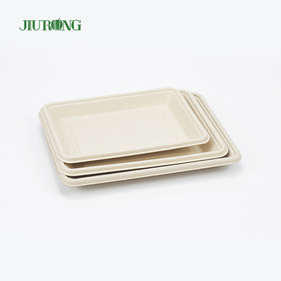 PLA生分解性バガス食器皿ファーストフードサービングトレイ