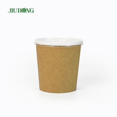 PLAコーティング生分解性ペーパーボウル環境にやさしい使い捨て32Oz蓋付き