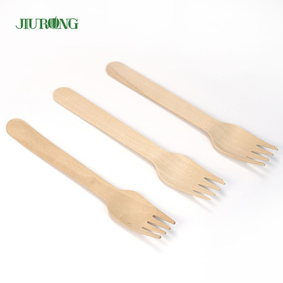 竹生分解性使い捨てカトラリー食器木製フォークセット95mm