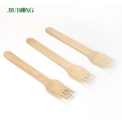 竹生分解性使い捨てカトラリー食器木製フォークセット95mm